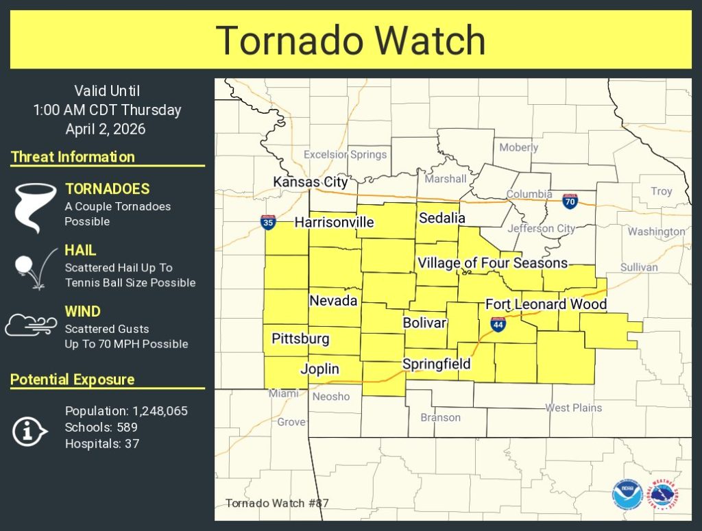 Tornado Watch In Effect Until 1AM