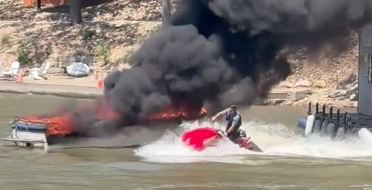 Boat Fire Apparently Injures Two, Local Business Keeps Situation from Getting Worse