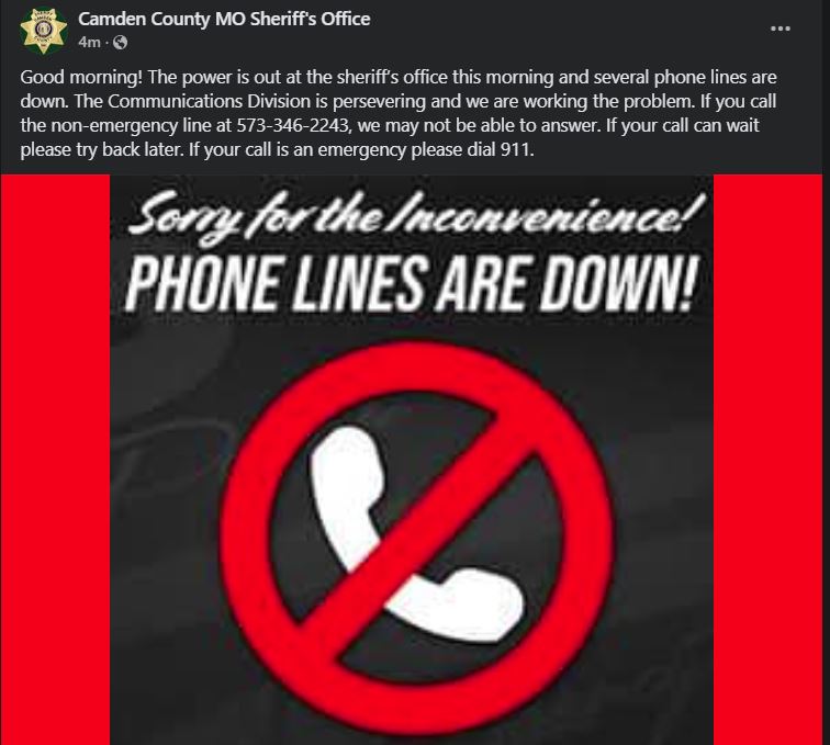 UPDATE: Phone Service Restored at the Camden County Sheriff's Office