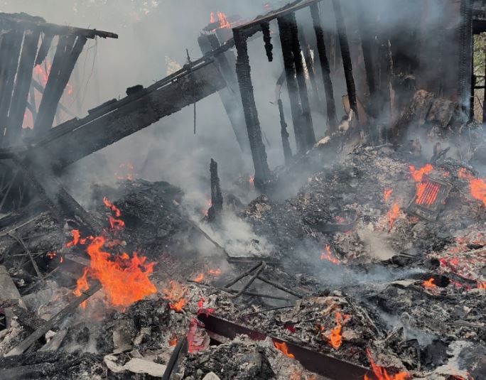 Monday Afternoon Blaze Destroys Residence in Tightwad