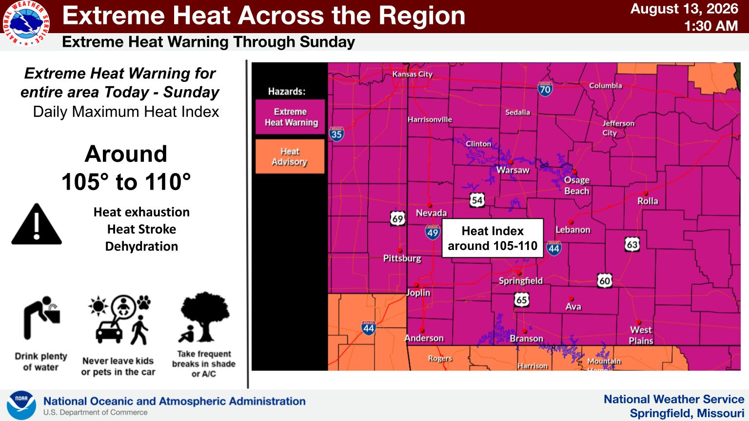 Lake Area And Most Of Missouri Under Extreme Heat Warning
