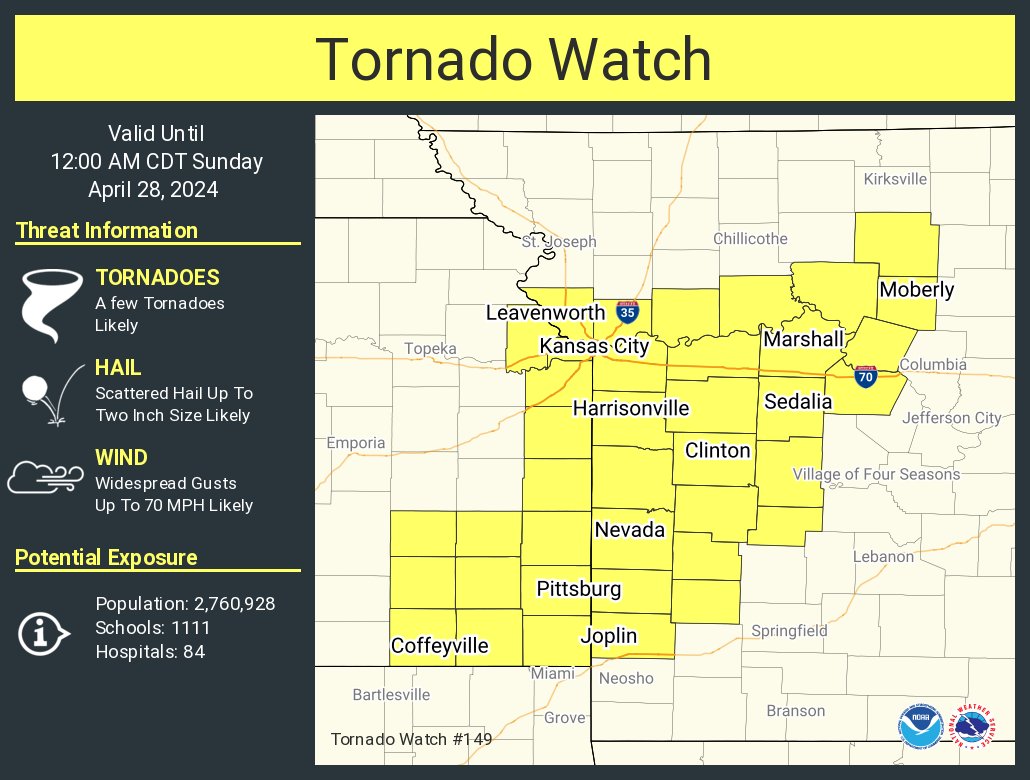 Tornado Watch In Effect For Benton & Hickory Counties Until 12AM Sunday