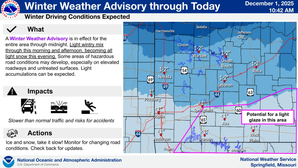 BREAKING: Winter Weather Impacting Traffic, Camdenton Schools Dismissing Early